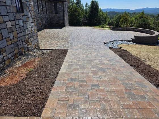 Paver walkway and drive court