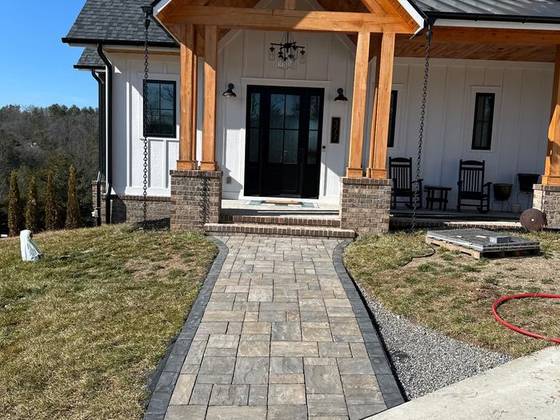 Paver walk to the front porch