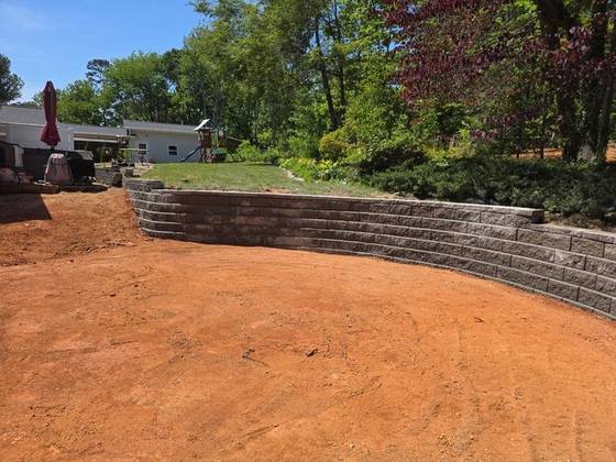 Terraced block wall, backyard grade change